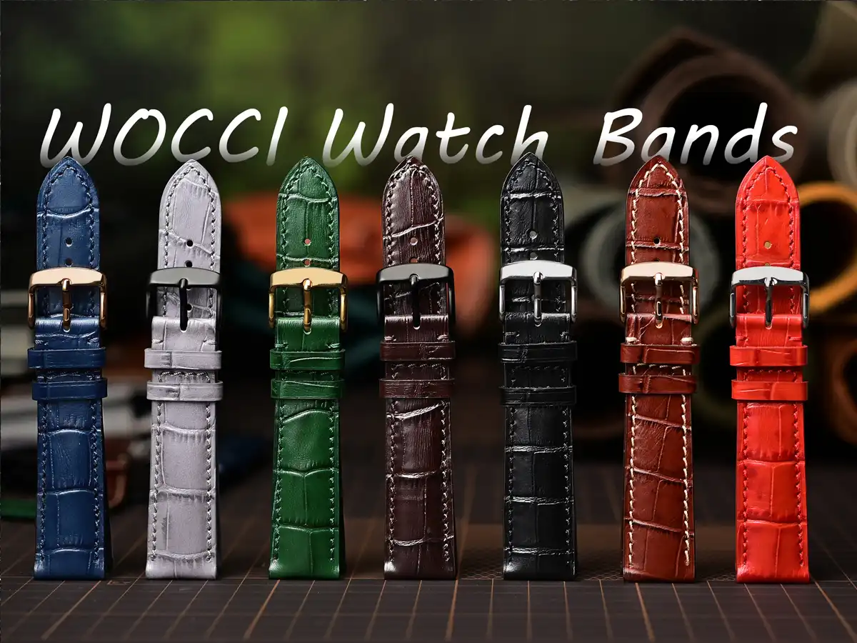 WOCCI Cinturino Orologio Pelle Vintage - 18mm Blu Con Fibbia